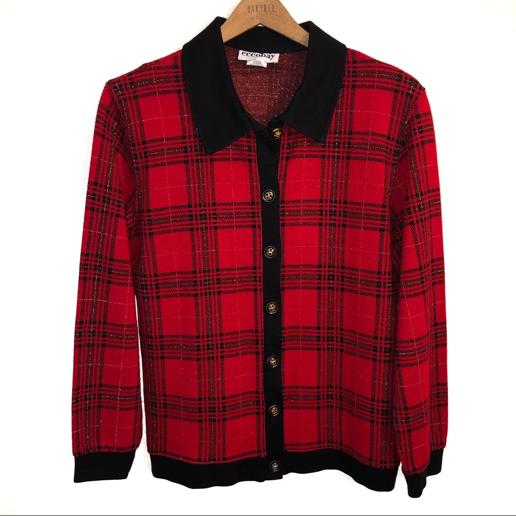 3/$15 Eccobay Red And Black Plaid Button Up Jacket